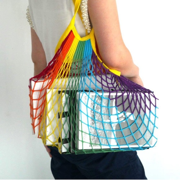 UNIQUE RAINBOW Mesh Cotton Tote - Picture 8 of 9